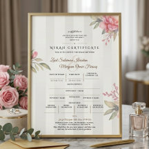 Certificat de Nikah islamique | Carte plate Peony