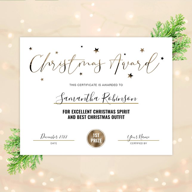 Certificat de Noël Parties scintillant d'or Diplôm (Créateur téléchargé)