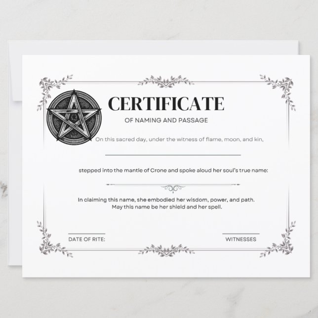 Certificat de nom et de passage (Devant)