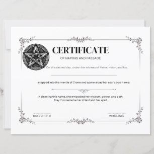 Certificat de nom et de passage