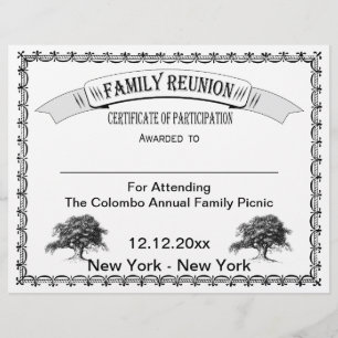 Certificat de participation à la réunion de famill