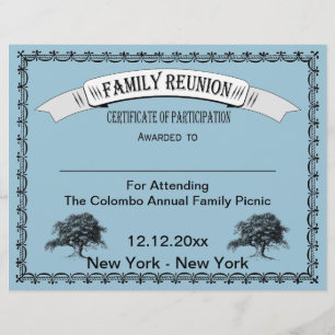 Certificat de participation à la réunion de famill