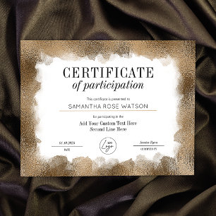 Certificat de participation Gold Parties scintilla