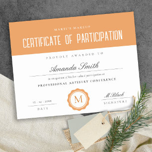 Certificat de participation minimal de rouille Boh