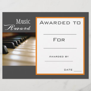 Certificat de piano de musique professeur de musiq