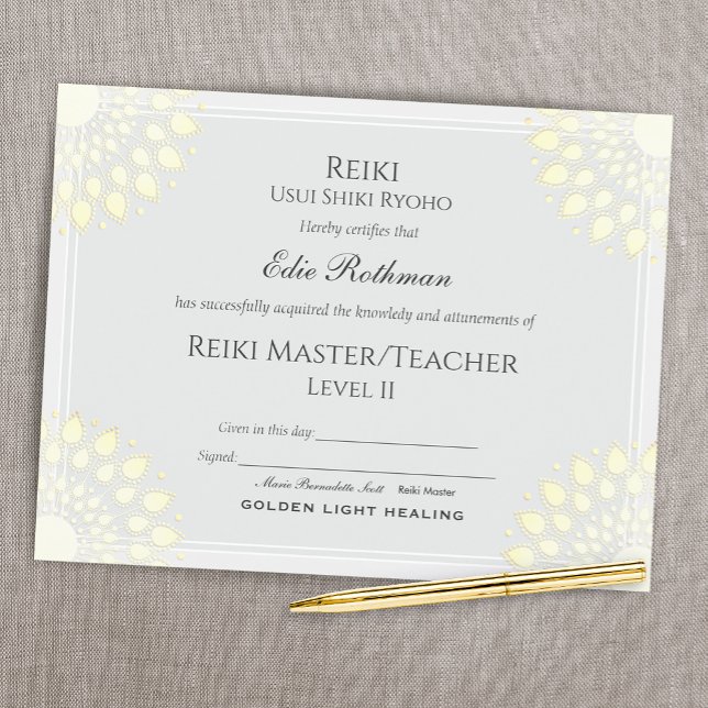Certificat de praticien de Reiki de niveau 2 (Créateur téléchargé)