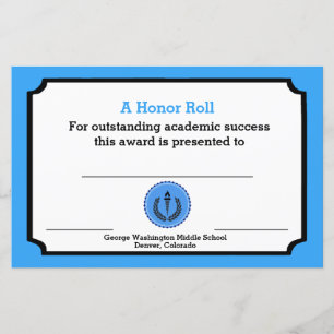 Certificat de Prix académique bleu