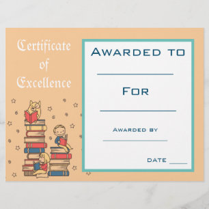 Certificat de Prix de lecture Cute Fournitures de