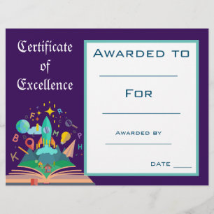 Certificat de Prix de lecture Cute Fournitures de