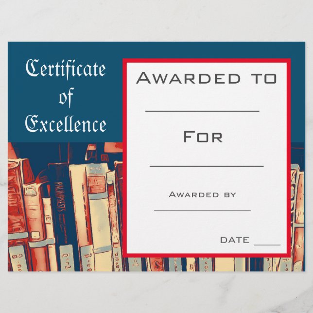 Certificat de Prix de lecture Cute Fournitures de  (Devant)