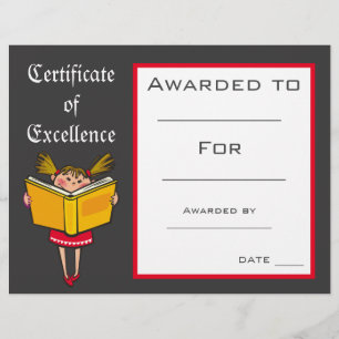 Certificat de Prix de lecture Cute Fournitures de