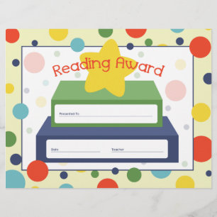Certificat de prix de lecture - Livre et étoile Po