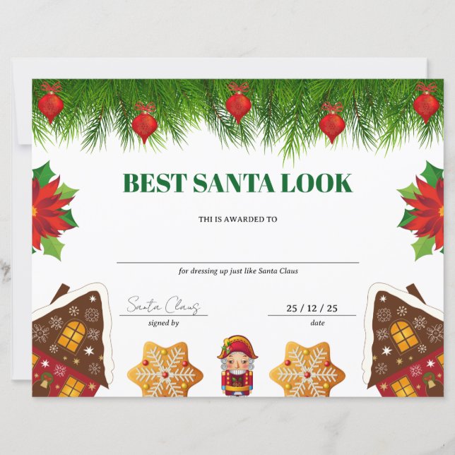 Certificat de prix de Noël pour le meilleur look d (Devant)