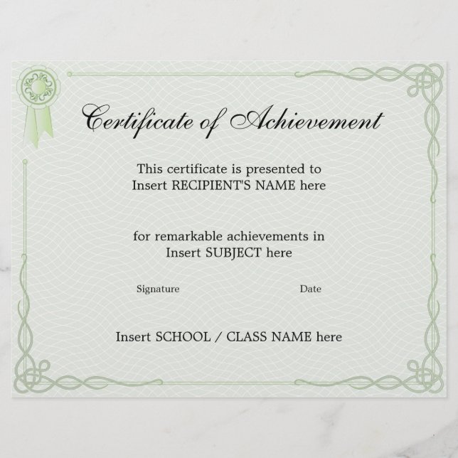 CERTIFICAT DE RÉALISATION (Devant)