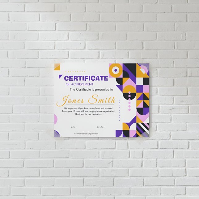 Certificat de Réalisation de Mode Géométrique Abst (Créateur téléchargé)