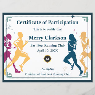 Certificat de Réalisation du Club de Course à Pied