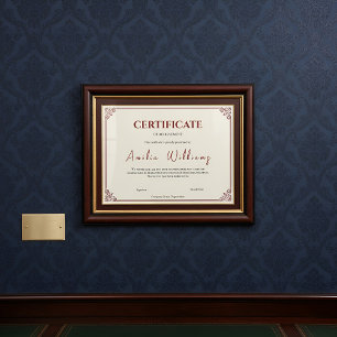 Certificat de Réalisation Élégant Classique Vintag