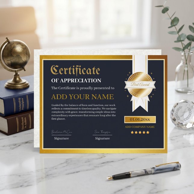 Certificat de Réalisation et de Reconnaissance Pol (Modern Minimalist Multipurpose Achievement & Recognition Certificate Template)