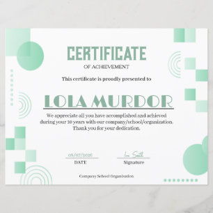 Certificat de Réalisation Géométrique Moderne Mini