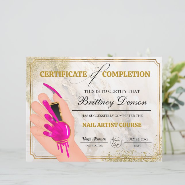 Certificat de Réalisation Prix Technicien en Ongle (Debout devant)