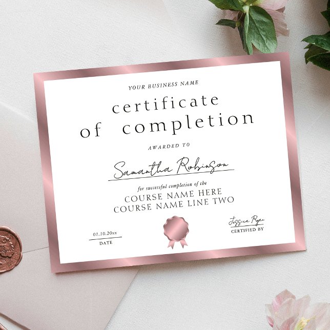 Certificat de Réalisation Rose Gold Société de Pri (Créateur téléchargé)