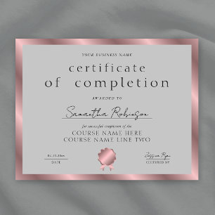 Certificat de Réalisation Rose Gold Société de Pri