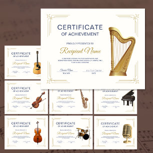 Certificat de Récompense de Cours de Musique sur C