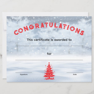 Certificat de récompense de Noël Winter Wonderland