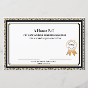 Certificat de récompense scolaire marron et noir