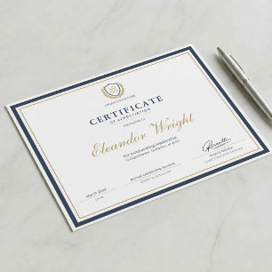 Certificat de reconnaissance avec logo personnalis