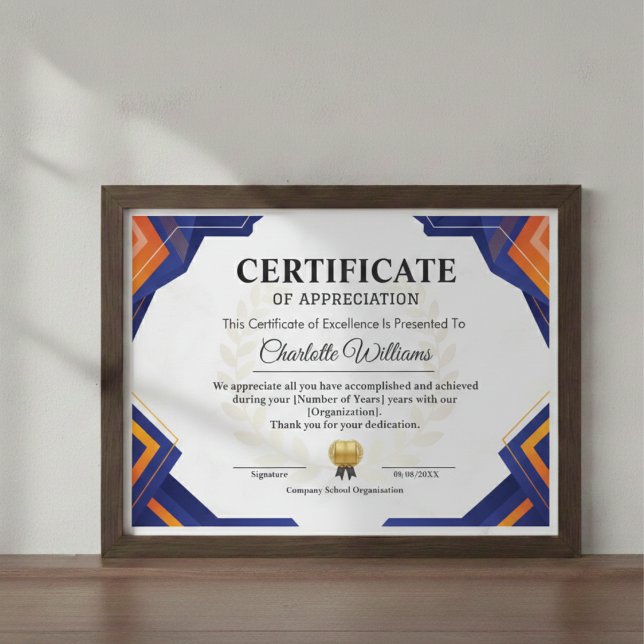 Certificat de Reconnaissance Bleu Or Professionnel (Créateur téléchargé)