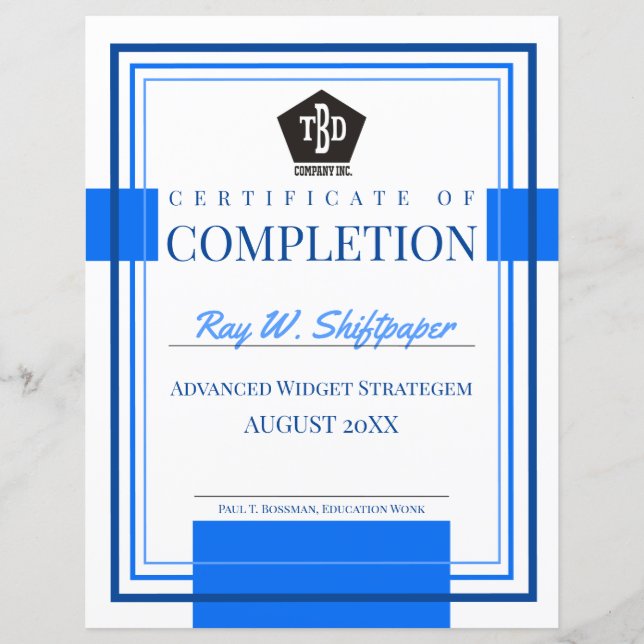 Certificat de reconnaissance de l'employé (Devant)