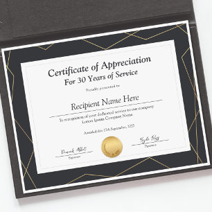Certificat de reconnaissance pour années de servic