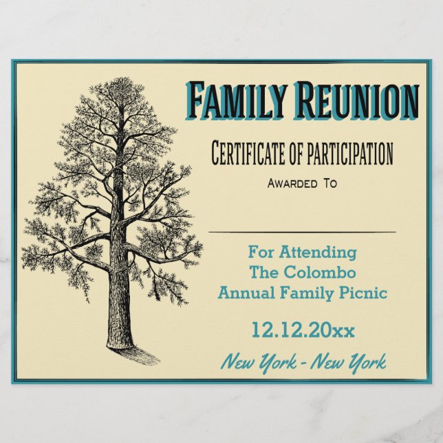 Certificat de réunion de famille - Arbre de grande (Devant)