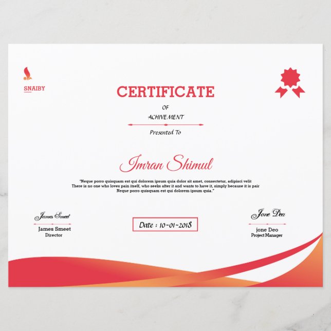 Certificat De Réussite (Devant)