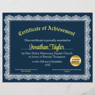 Certificat de réussite bleu et jaune