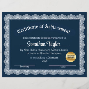 Certificat de réussite bleu et jaune