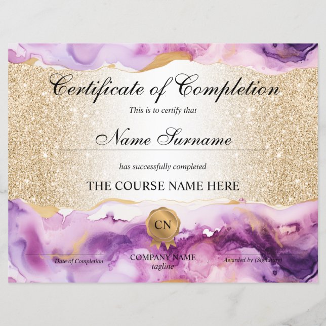 Certificat de Réussite Cours de Beauté (Devant)