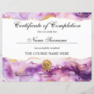 Certificat de Réussite Cours de Beauté