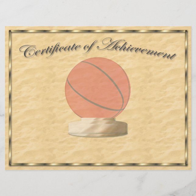 Certificat de réussite de basket-ball (Devant)