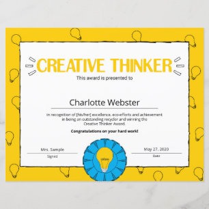 Certificat de réussite de penseur créatif PDF