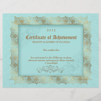 Certificat de réussite Diplôme Beauté Bleu