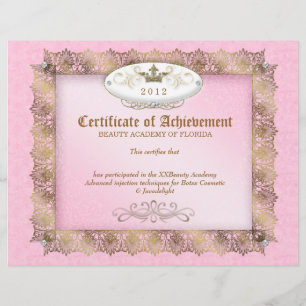 Certificat de réussite Diplôme Beauté rose