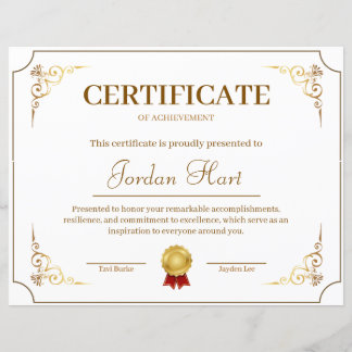 Certificat de Réussite Élégant Minimaliste en Or