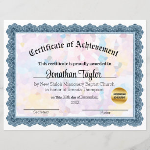 Certificat de réussite en mosaïque bleue