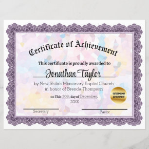 Certificat de réussite en mosaïque mauve