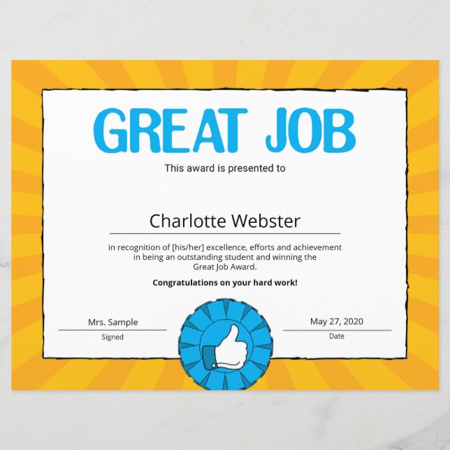 Certificat de réussite Félicitations PDF (Devant)