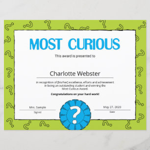 Certificat de réussite le plus curieux PDF