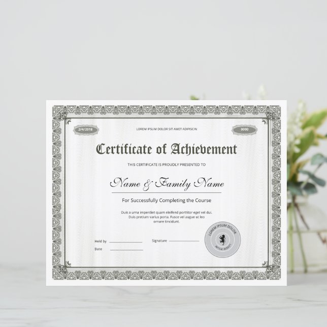 Certificat de réussite minimal (Debout devant)