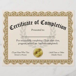 Certificat de Réussite Or Personnalisable 21,59x27